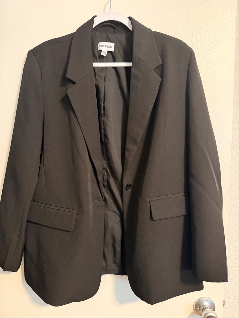 Steve Madden Black Tailored Single-Button Blazer